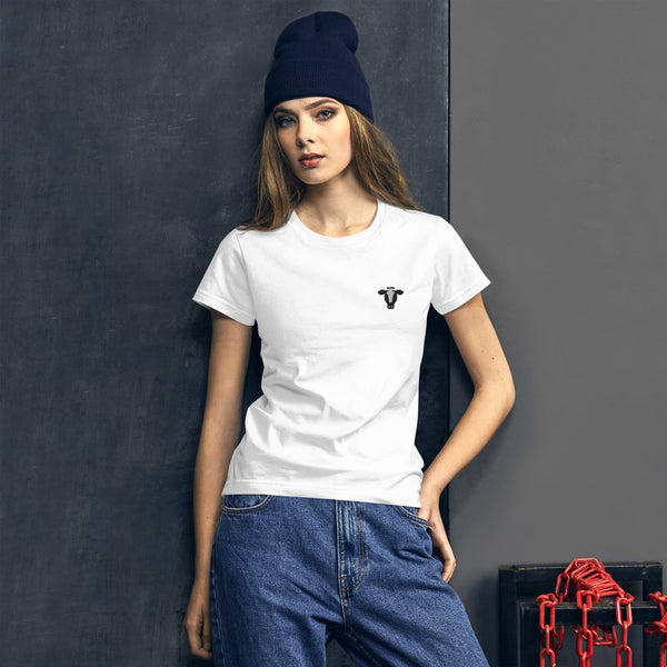 Women's Embroidered Cow Head T-Shirt