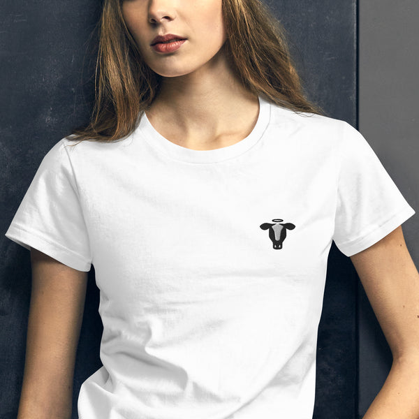 Women's Embroidered Cow Head T-Shirt